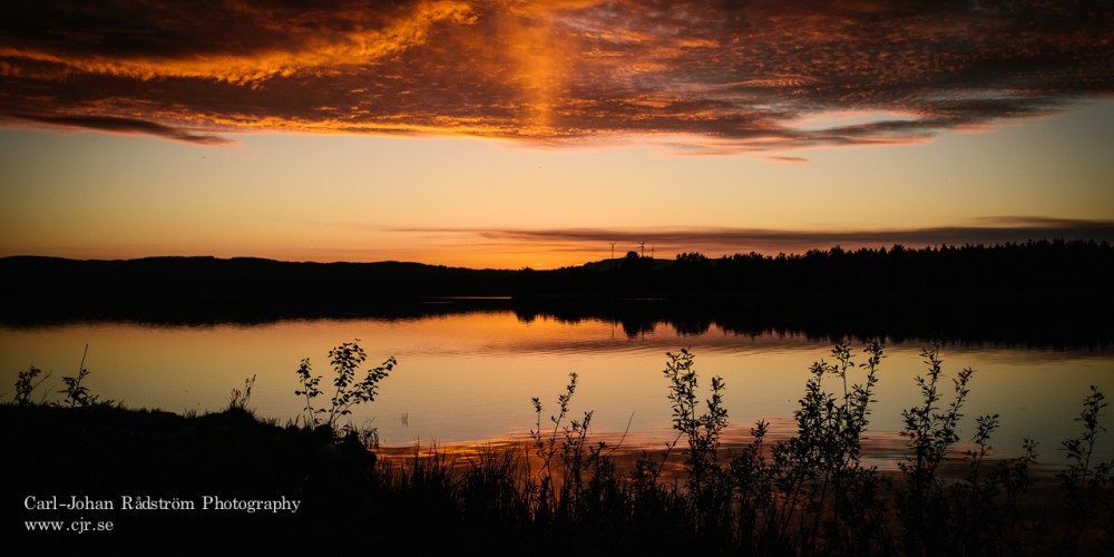 Sunset over lake Stamsjön